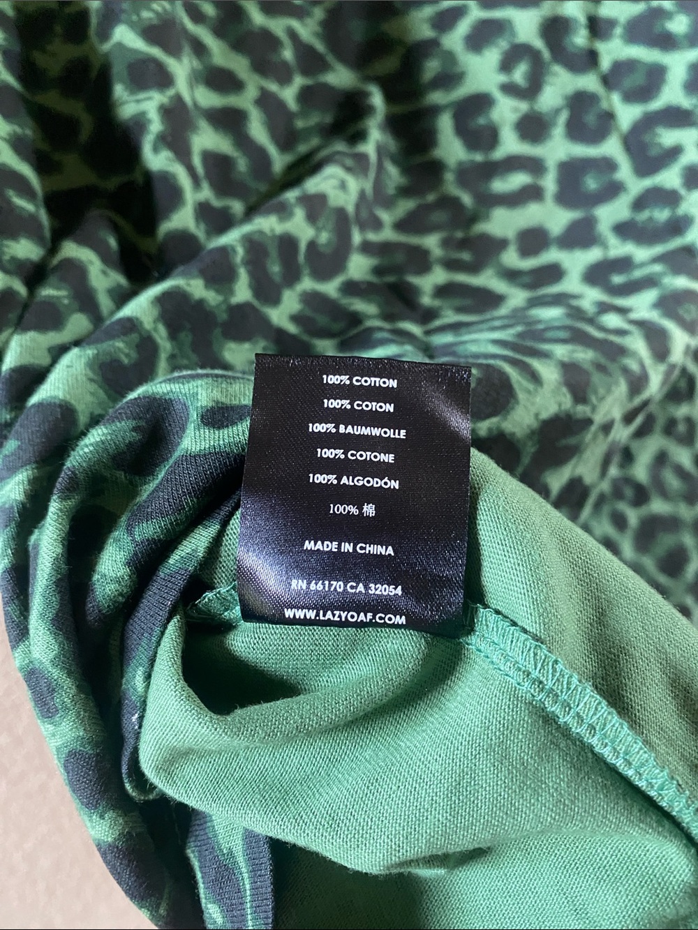 Lazy Oaf Green and Black Leopard Print Short Sleeve Tee - Picture 6 of 6